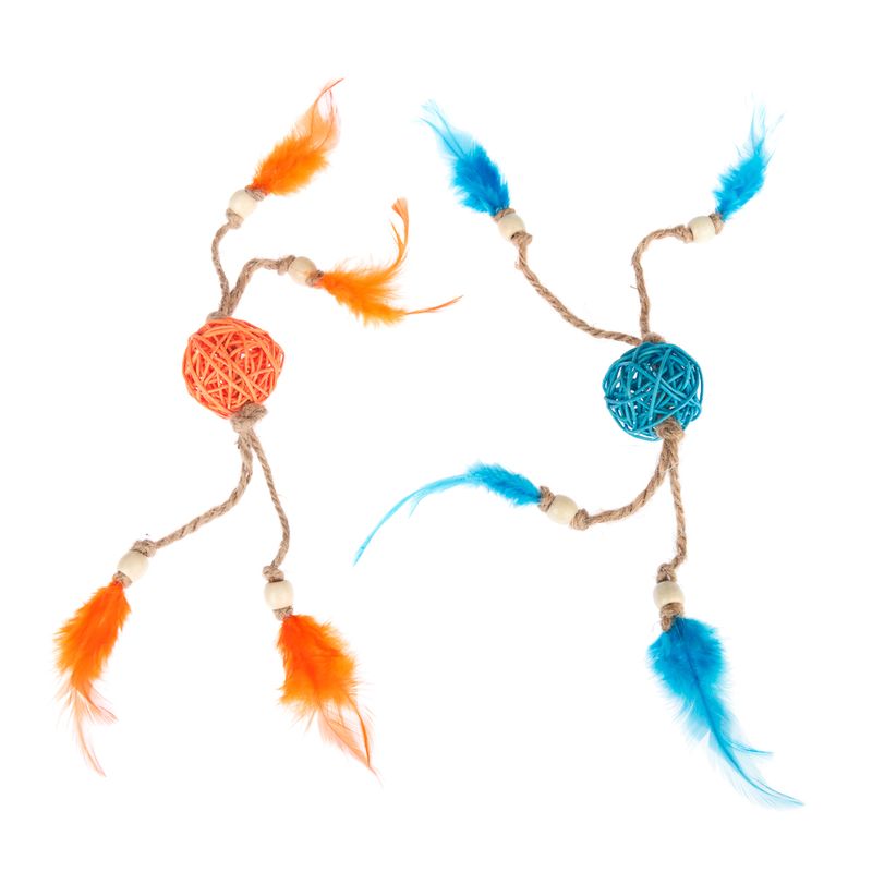 Lot de jouets TIAKI Petites balles en osier avec plumes