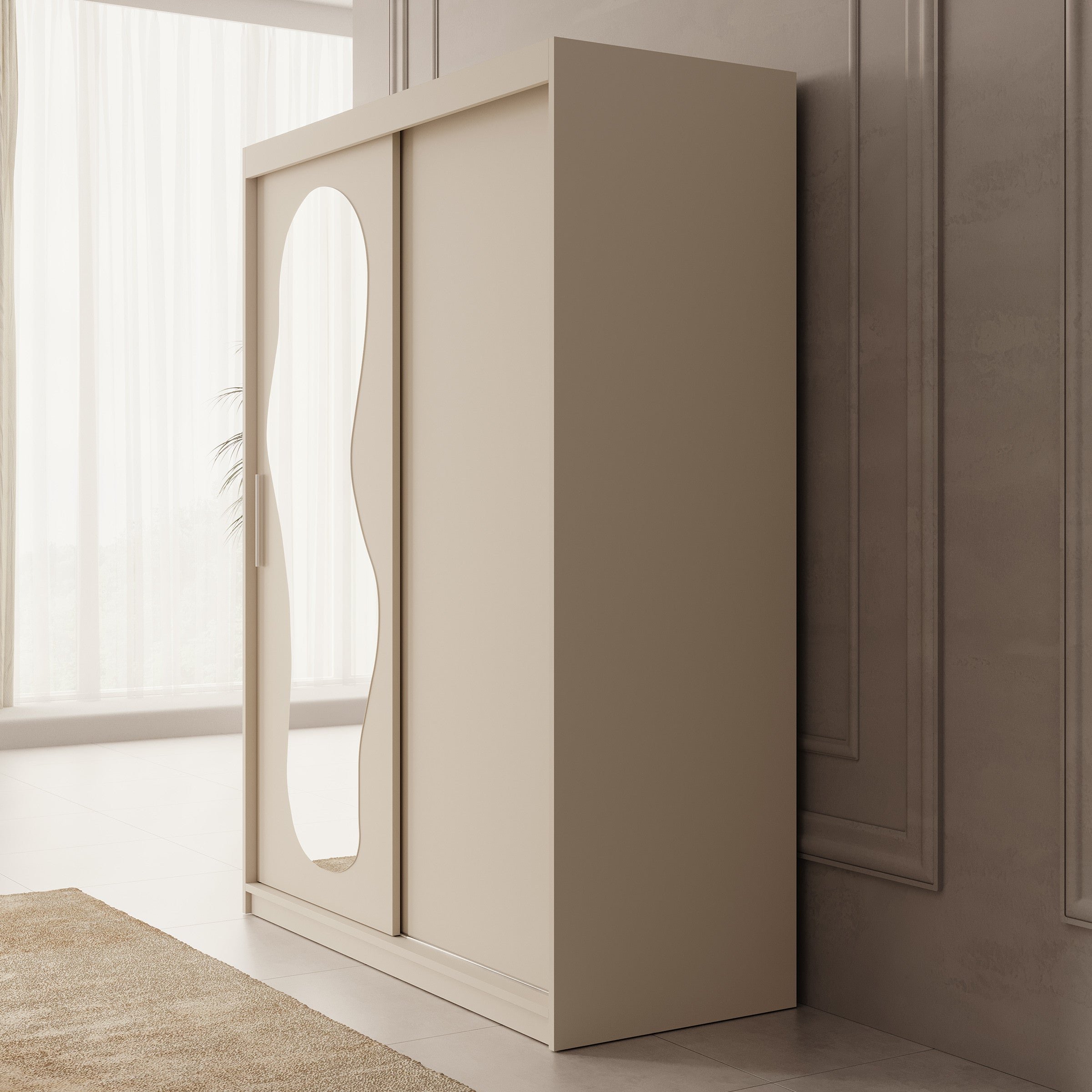 Ulysses - Kledingkast met schuifdeuren - Beige - 150x62x200 cm