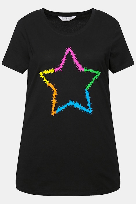 T-Shirt, Neon-Stern, Rundhals, Halbarm