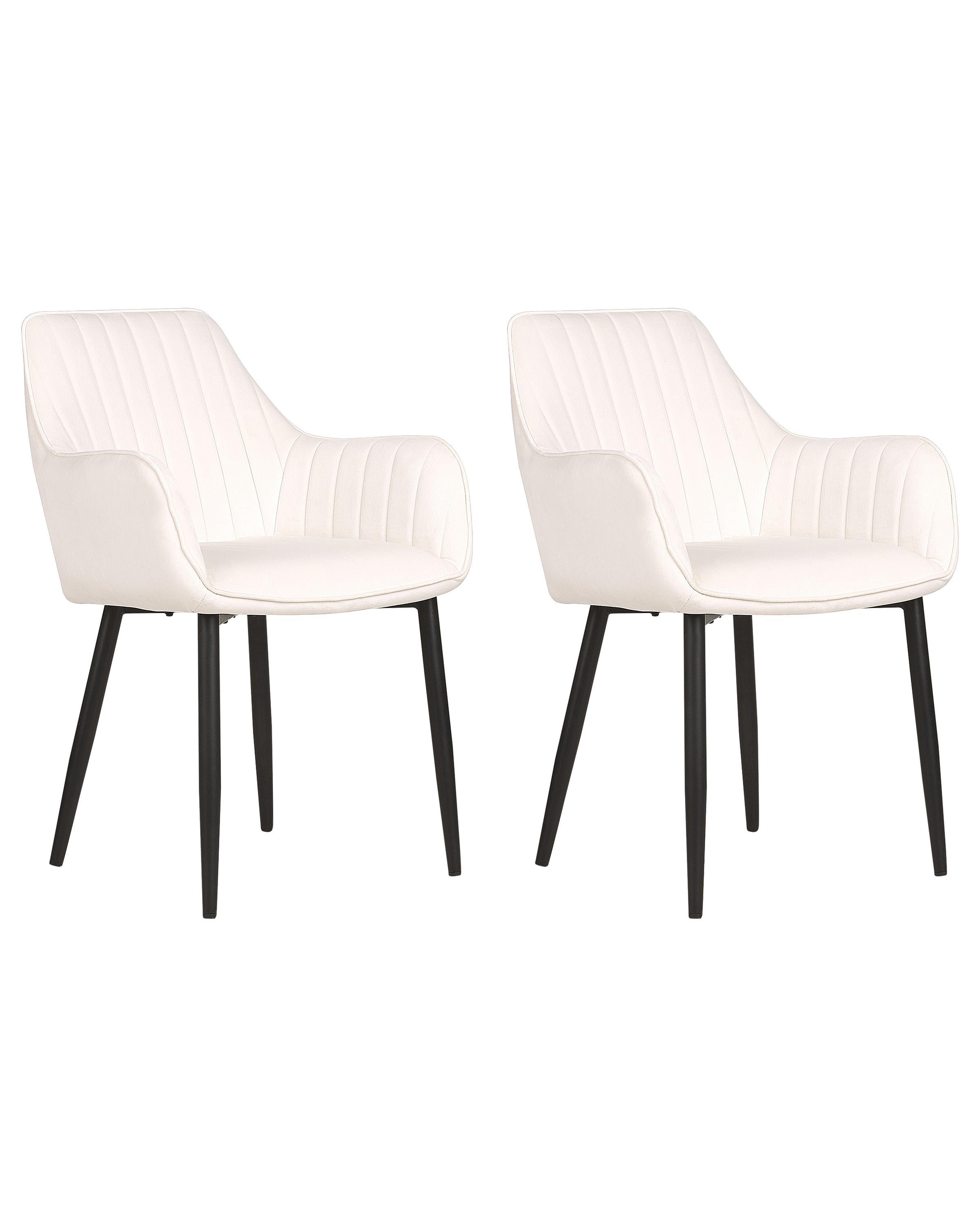 Set van 2 eetkamerstoelen WELLSTON Fluweel Gebroken wit