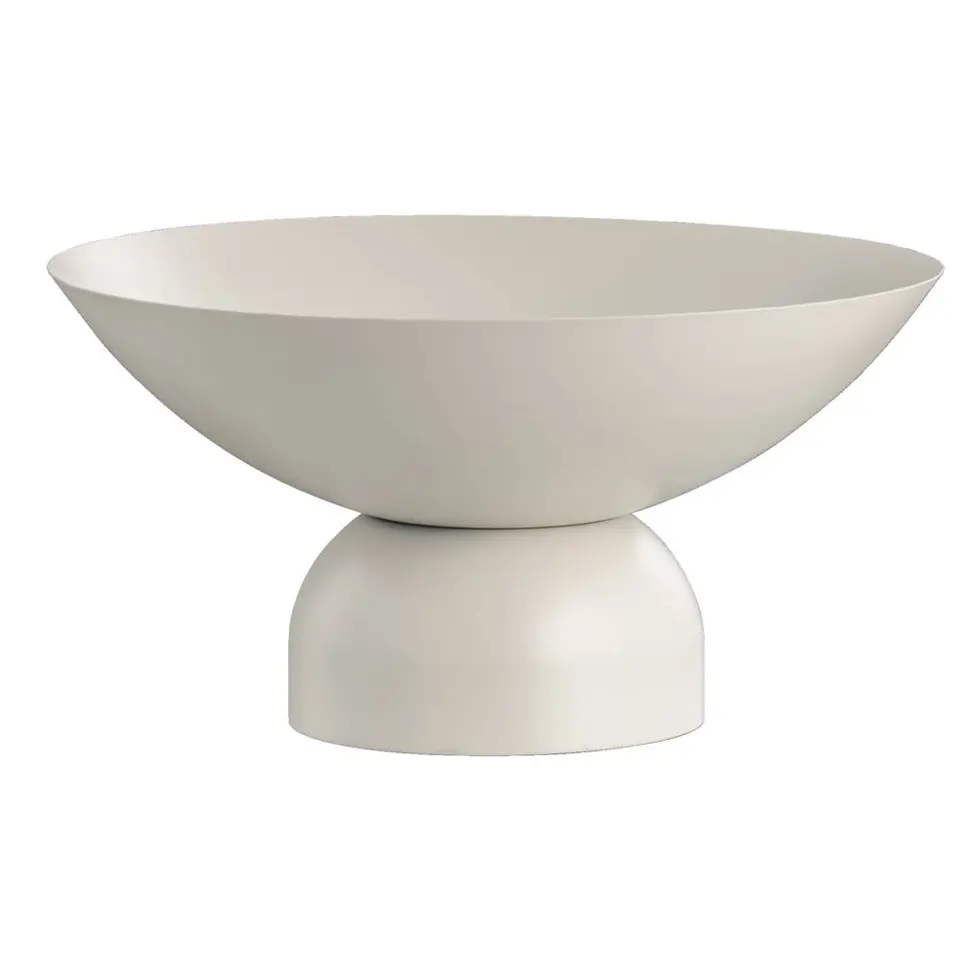 Decoratieschaal op voet - beige - metaal - 16xØ32 cm