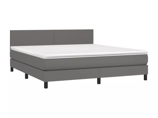 Sommier tapissier et matelas et LED Gris 180x200 cm Similicuir