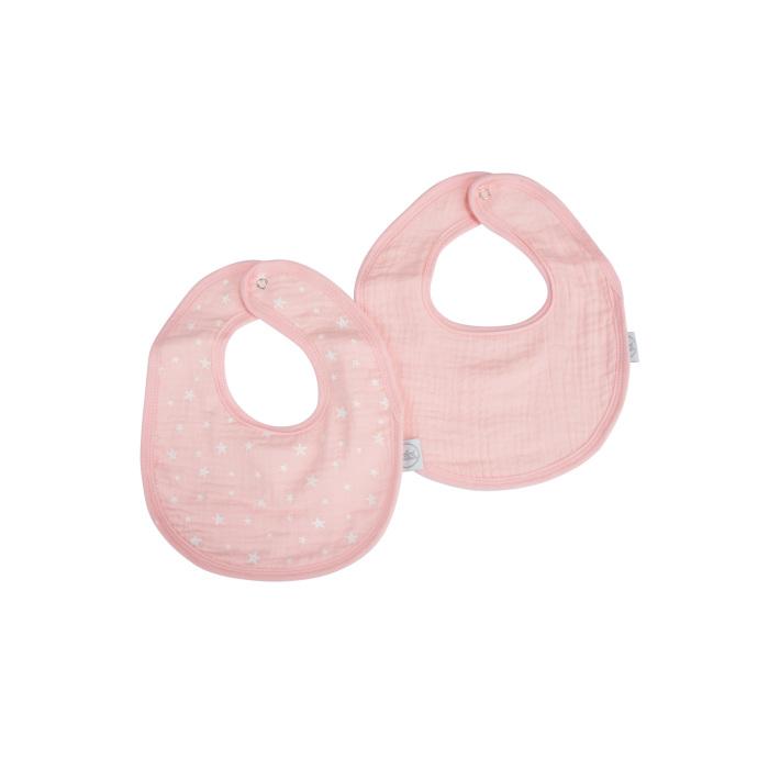 LOT 2 BAVOIRS GAZE DE COTON ET EPONGE 22X27CM ROSE