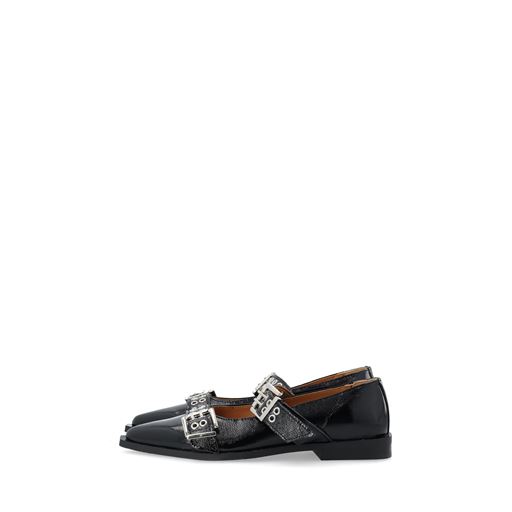 Bianco BIAVictoria Double Buckle Ballet Flat Nappalak, Black, 40