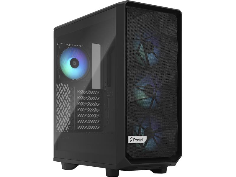 Fractal Design PC-Gehäuse Meshify 2 Compact RGB Schwarz RGB-beleuchtetes Gehäuse mit rahmenloses Seitenfenster und mit einem eleganten Mesh-Design