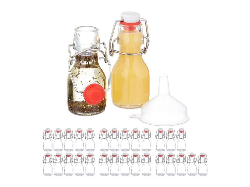 relaxdays Einmachflasche mit Bügelverschluss 30 Stück, 50 m Glasfläschchen zum Befüllen