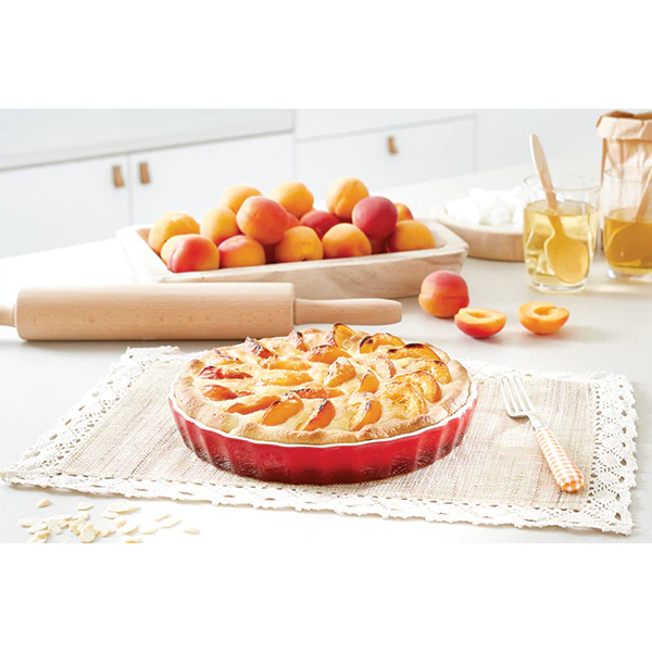 Lot moule à tarte céramique rouge 27 cm et pèle pommes Mathon