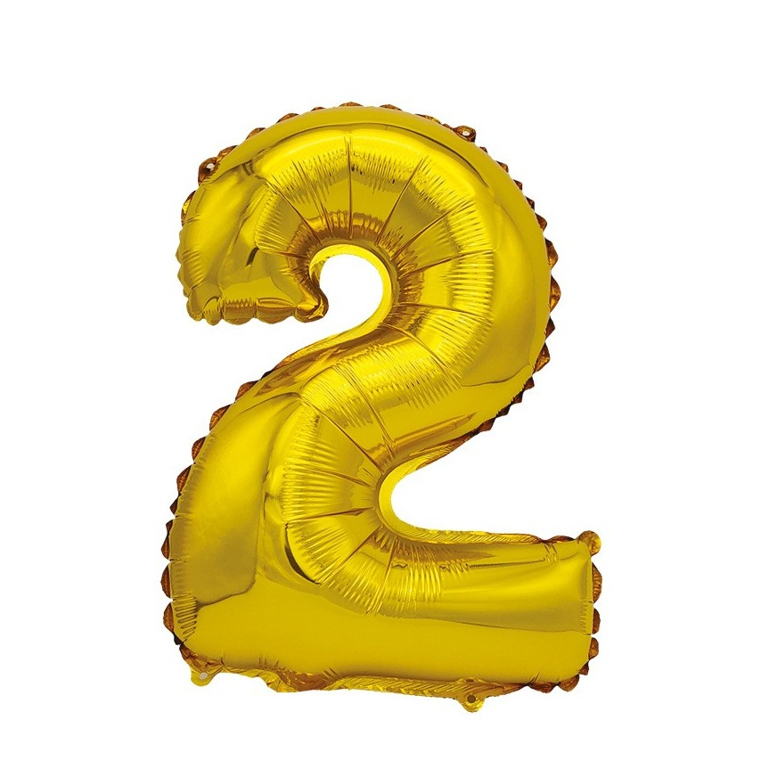 (101cm) Zahlen Ballon Geburtstags Party Luftballon Folienballon - Zahl 2 / Gold