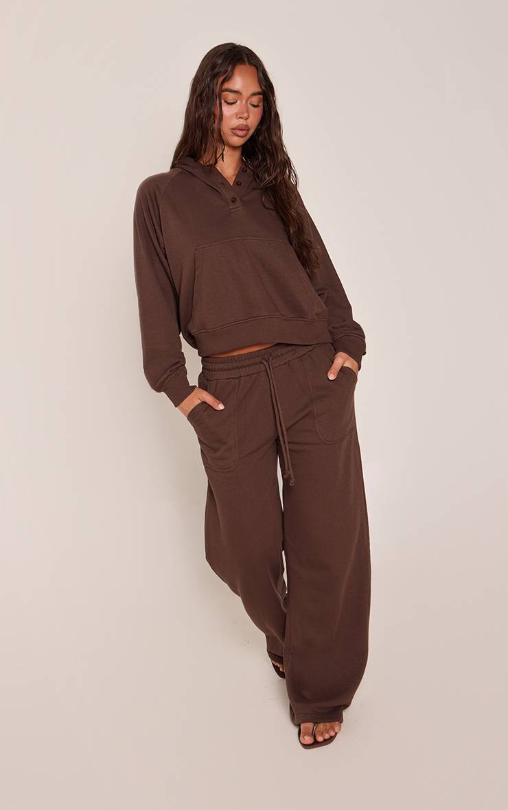 Chocolat Sweat À Casynthétiqueche Léger Col Henley En Molleton Bouclette