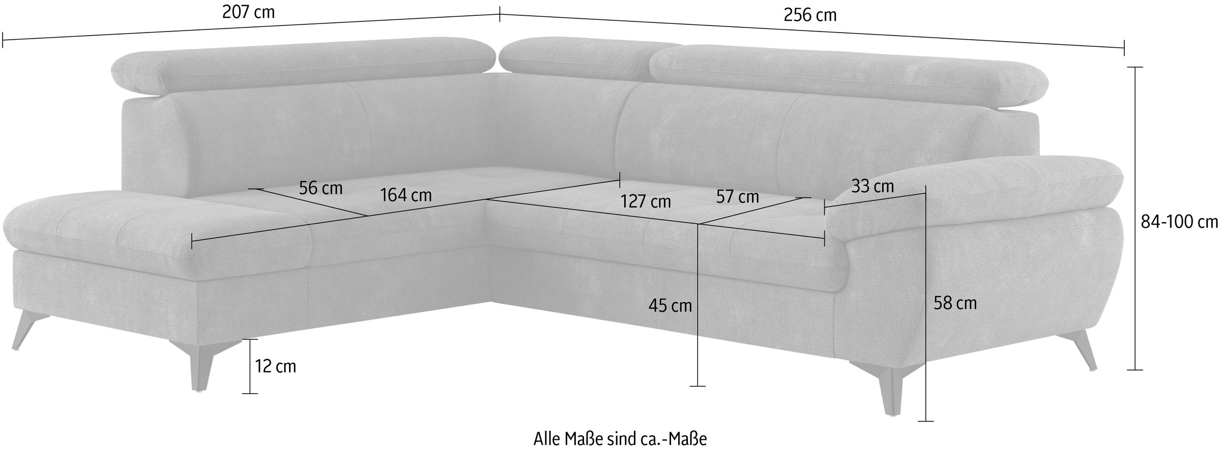 COTTA Ecksofa »Hudson L-Form« mit Kopfteilverstellung, wahlweise mit Bettfunktion & Bettkasten