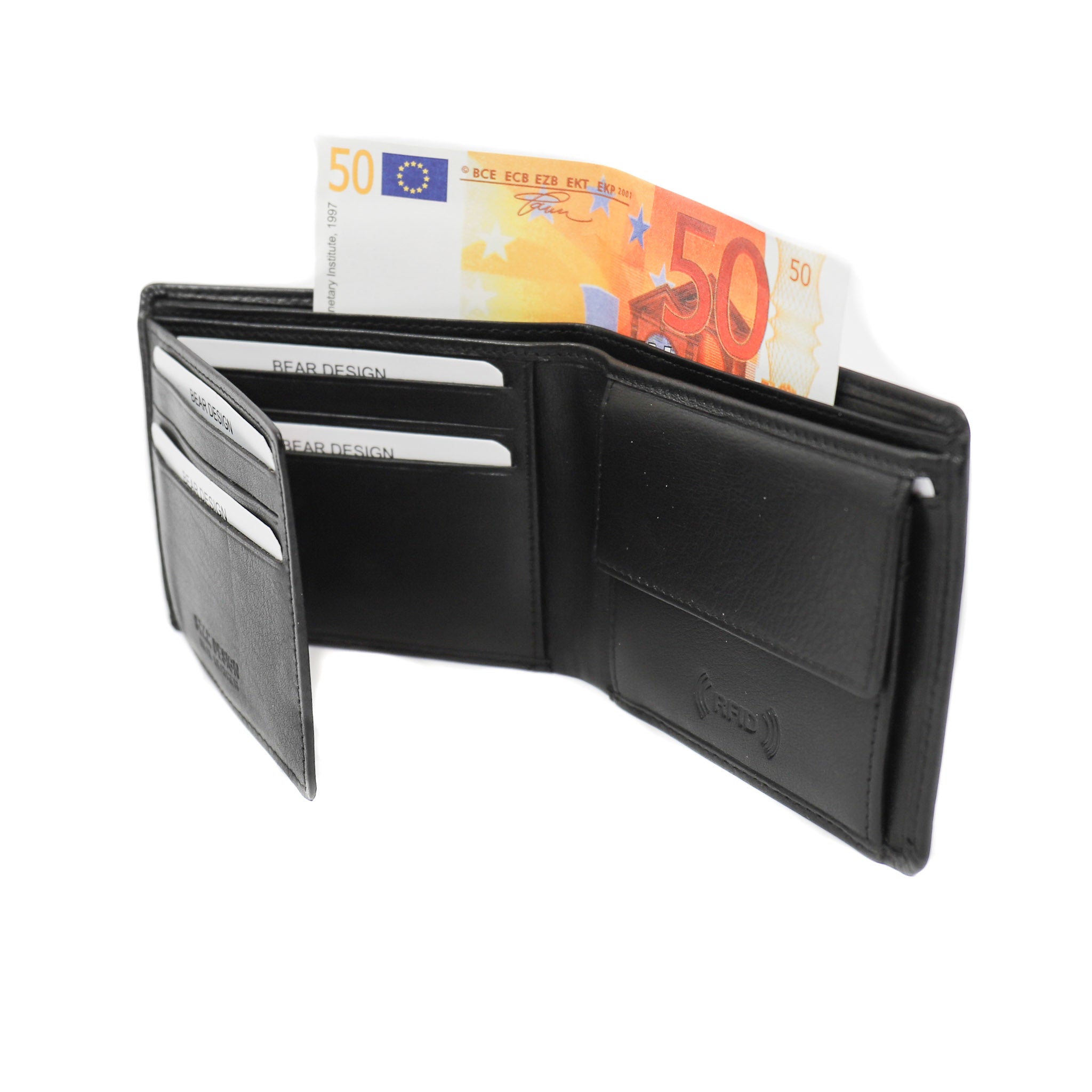 Billfold 'Tom' zwart Zwart (FR)
