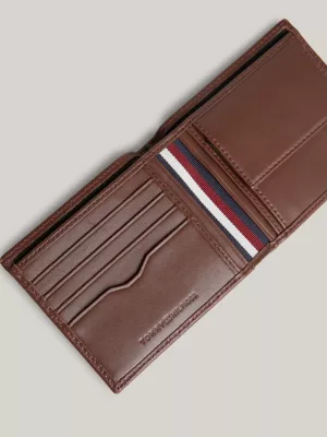 Carteira de couro com logotipo para cartões e moedas