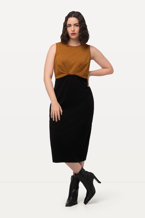 Sweat-Midikleid, Drapierung, U-Boot-Ausschnitt, ärmellos