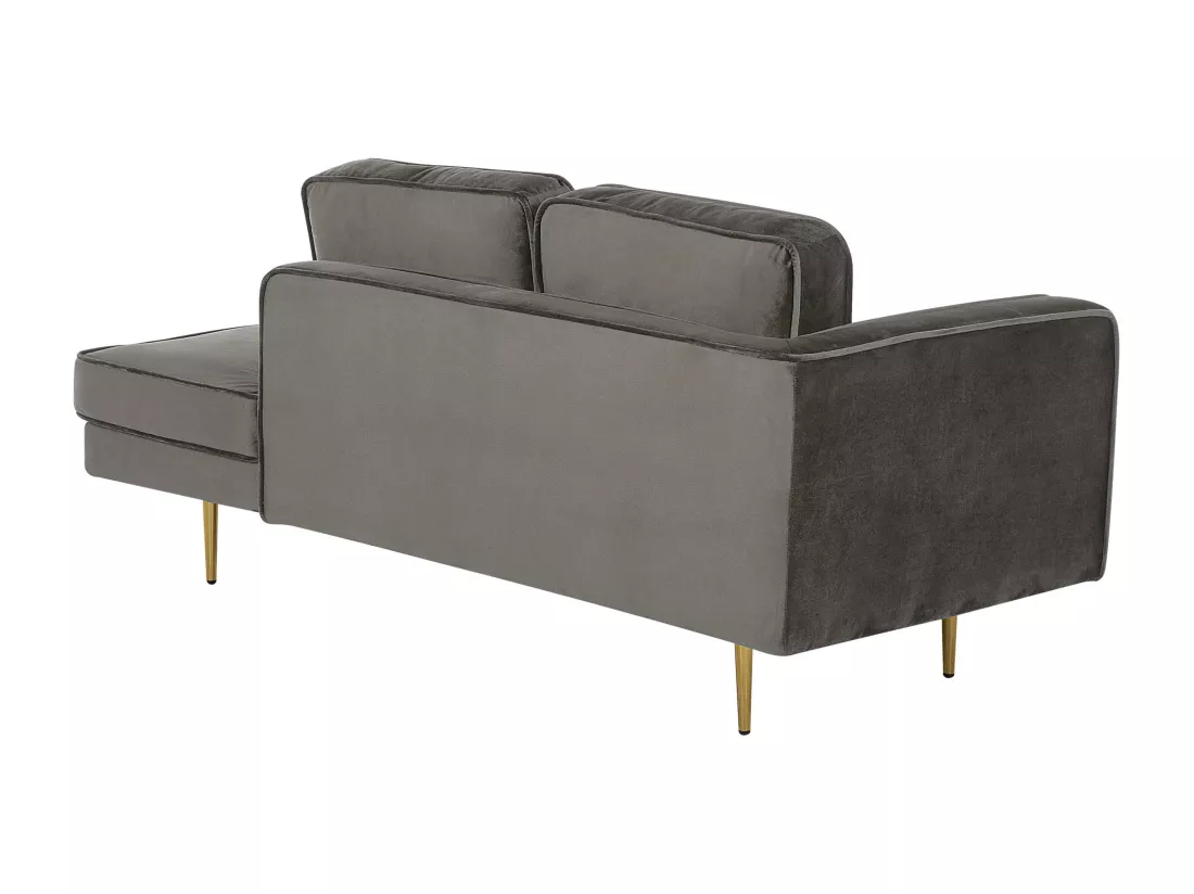 Méridienne en velours gris taupe côté droite MIRAMAS
