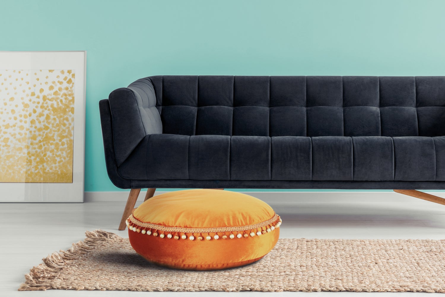 Poefkruk, fluweelzacht, oosters design, brons, rond, Ø 65 cm