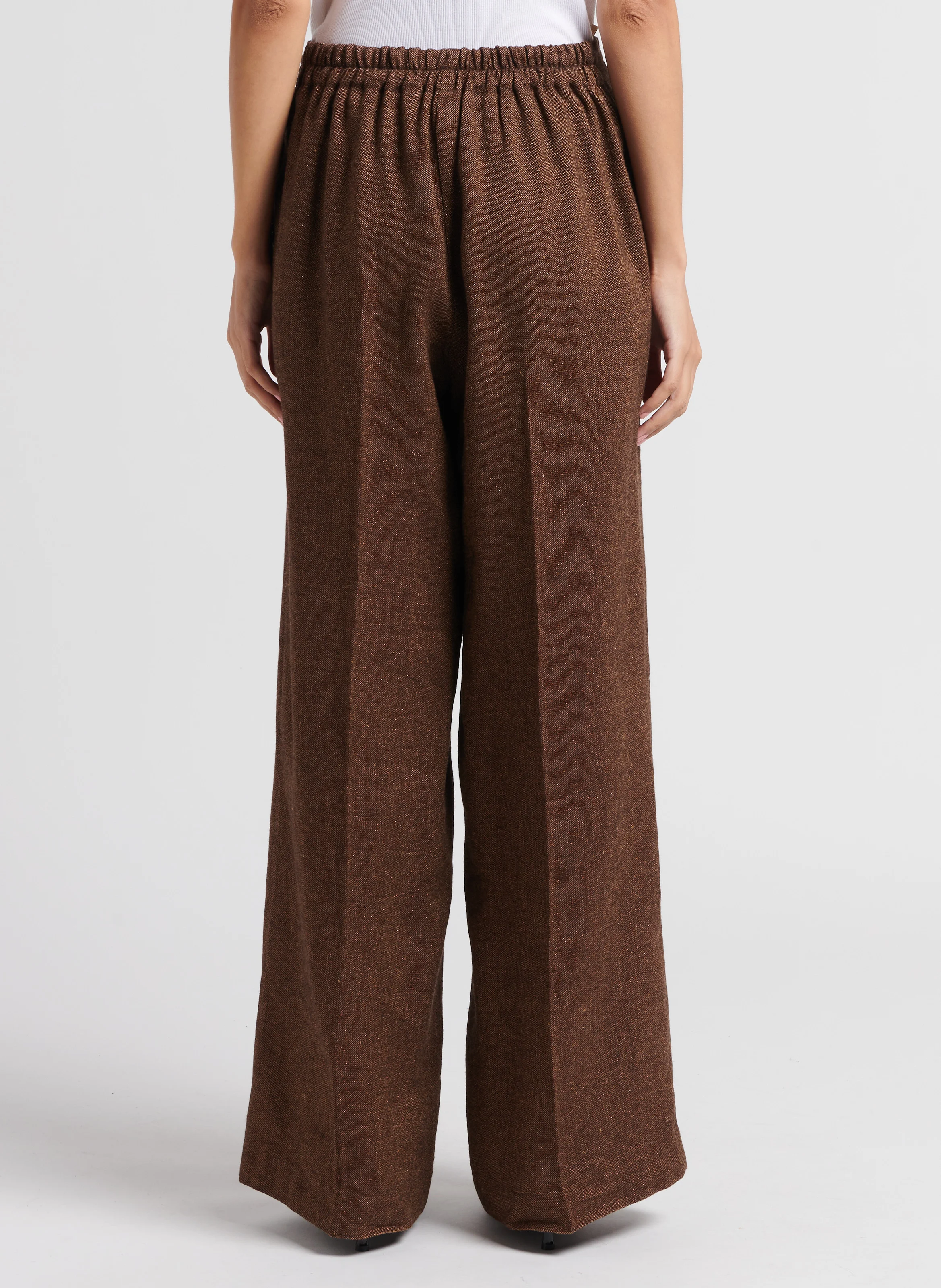 PUEBLO - Pantalon évasé taille haute | Marron