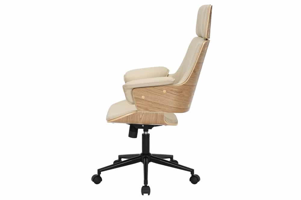 Höhenverstellbarer Bürostuhl MANHATTAN natur Eiche creme beige Kunstleder drehbar