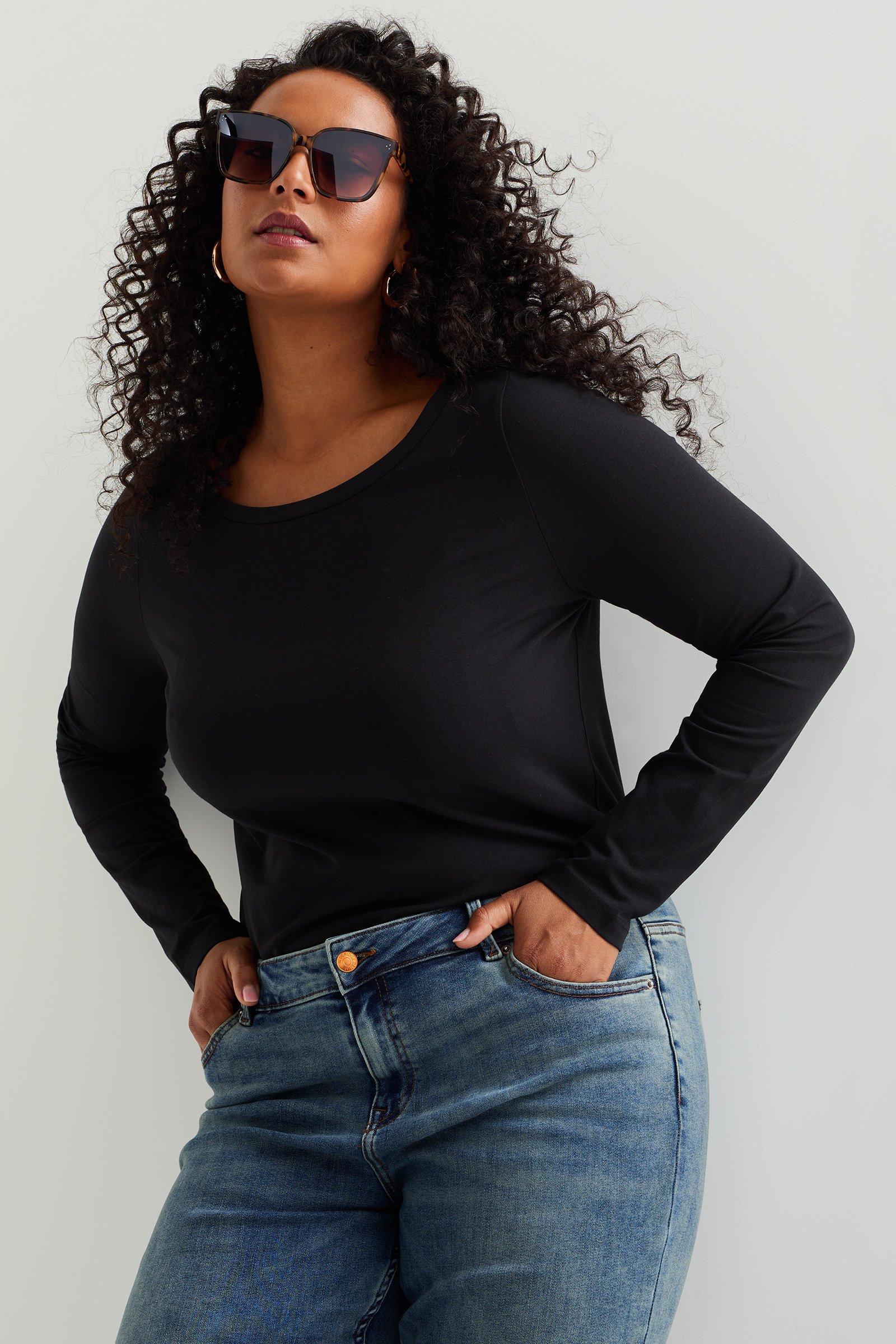 T-shirt - Curve WE Fashion Zwart