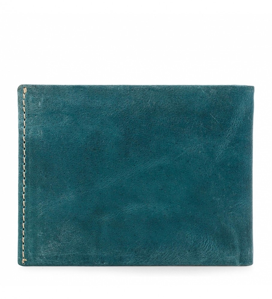 Carteira Lois em couro, modelo 12301, azul - 11,5 x 9 cm -