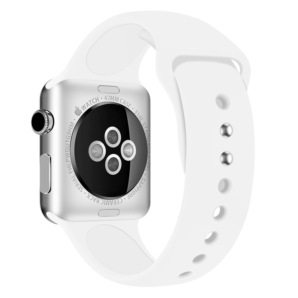 Apple Watch (49/46/45/44 mm) Silikon Sport Armband mit Doppelverschluss (Gelenkumfang: 195-230mm) - Weiss