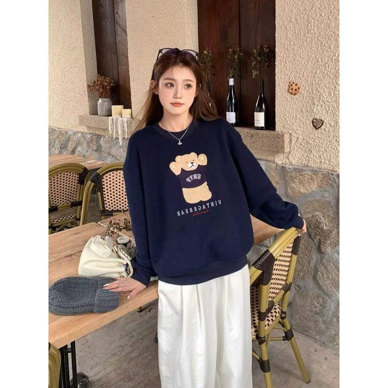 Rosesand - Sweatshirt met lange mouwen en geborduurde beer