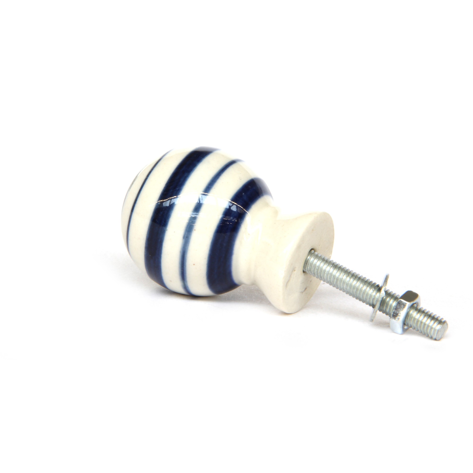 Keramik-Knauf 'Ringe', blau, weiß, T 4 cm, B 4 cm, H 3,5 cm günstig bestellen