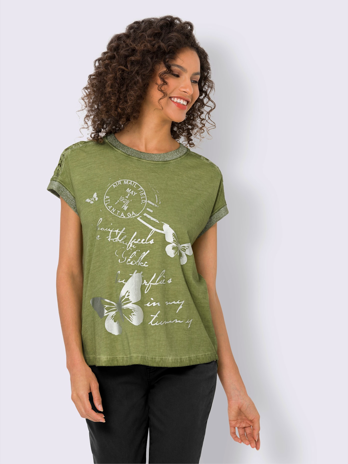 T-shirt imprimé feuille brillant