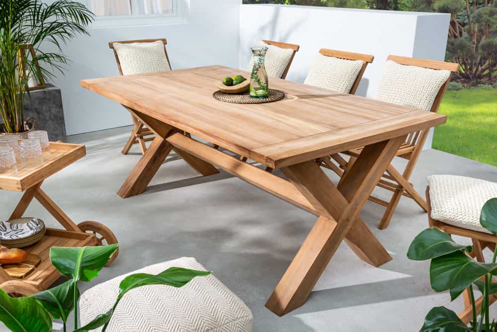 Wetterfester Gartentisch EMPIRE TEAK 160cm natur Teakholz Massivholz Outdoor-Esstisch