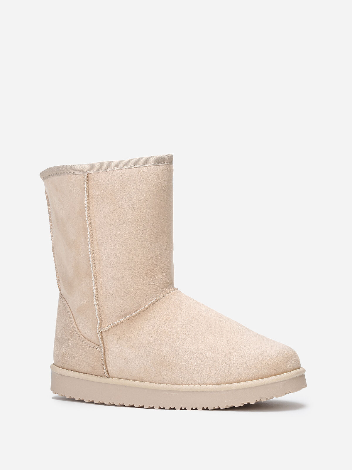 Boots fourrées à semelle épaisse- Beige