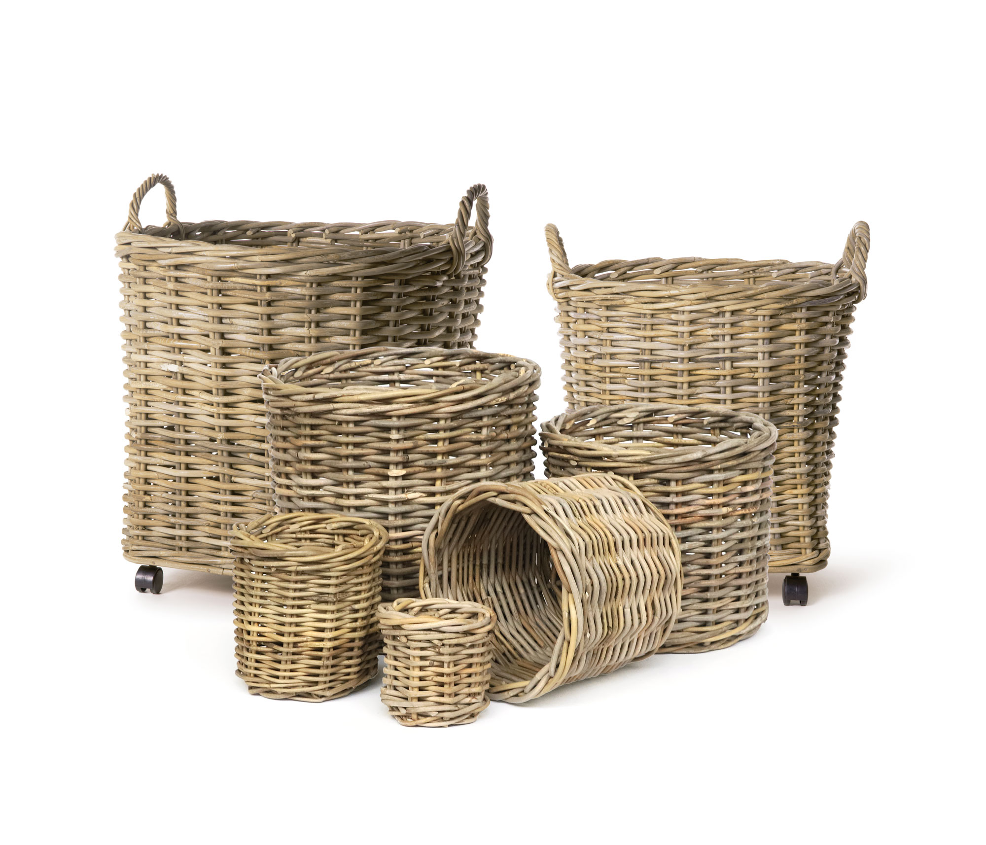 7er-Set Rundkörbe 'Ambon', Rattan natur von fischer's lagerhaus