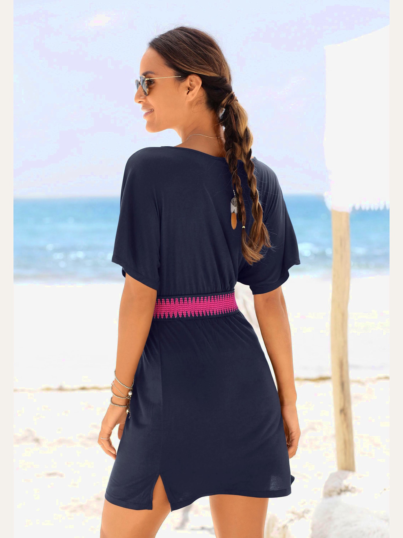 Robe en jersey col v effet cache-cœur