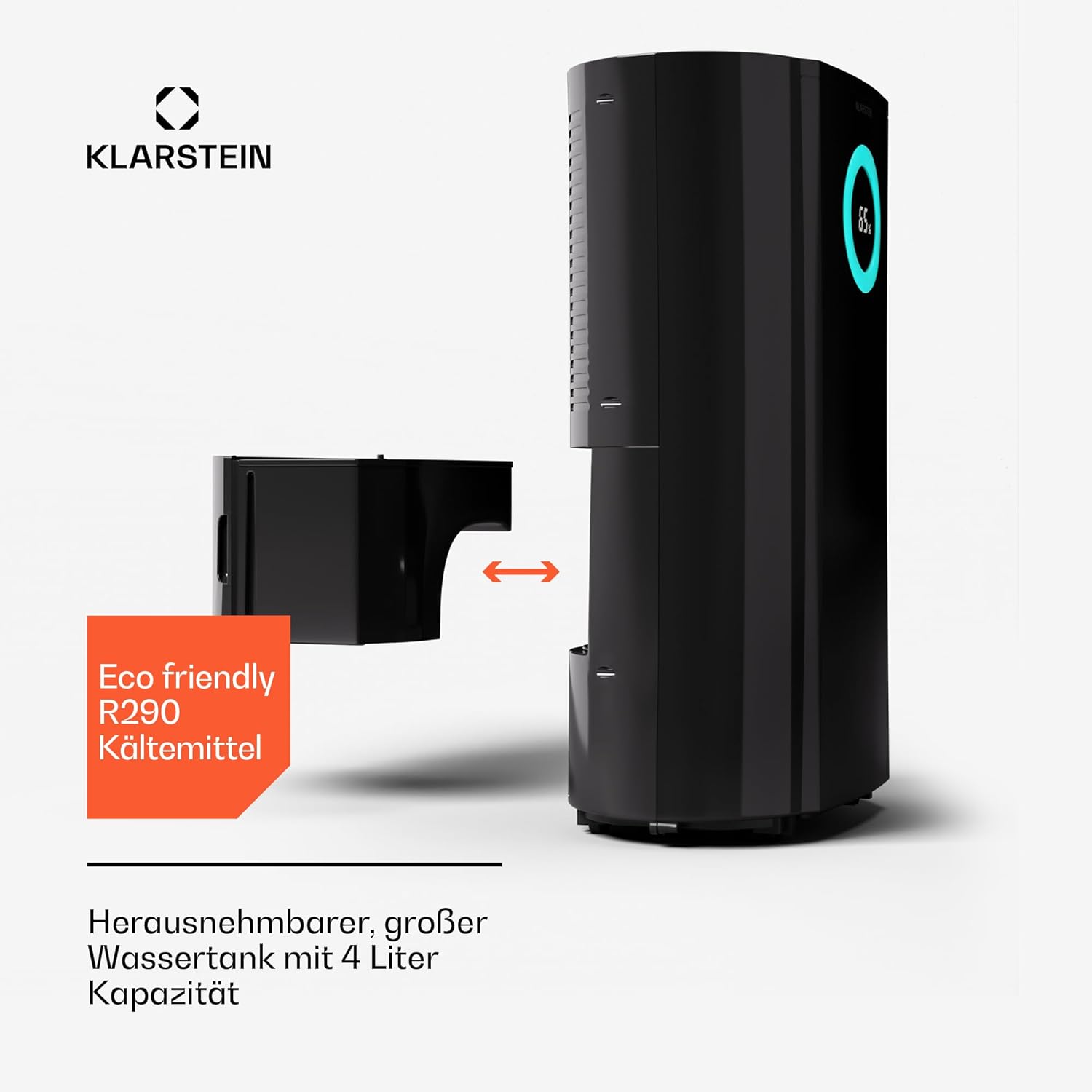 Klarstein DryFy Pro Connect 20L Luftentfeuchter, WiFi App Steuerung, 20L/Tag, 4L Tank, Timer, Elektrisch, Raumgröße 20-30m², Smarter Luftentfeuchter, Tragbar, Automatische Abschaltung, Schwarz