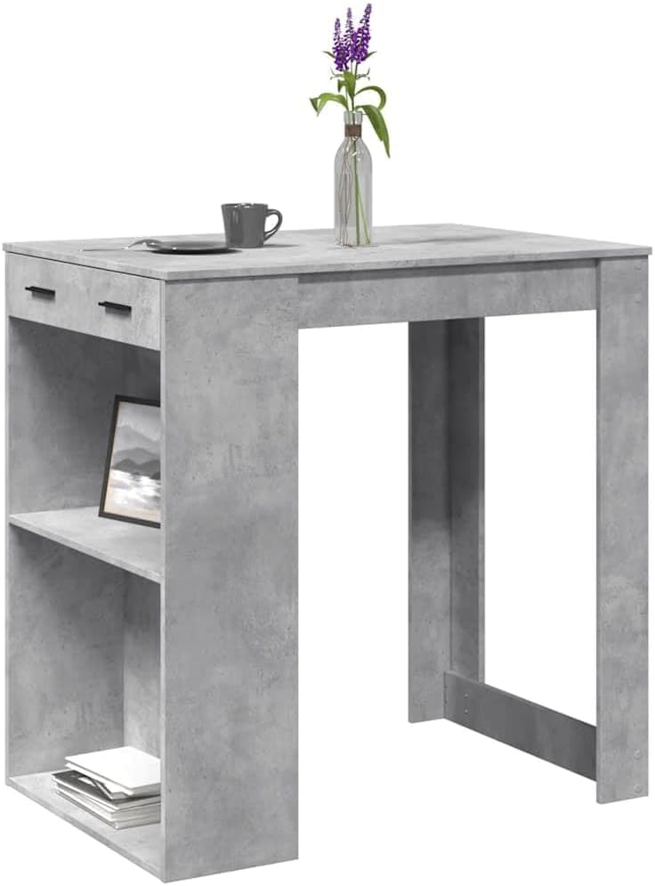 Bartisch Betongrau 102x70x103,5 cm Holzwerkstoff Bartisch, Bistrotisch Bartheke für Hausbar, Wohnzimmer und Esszimme