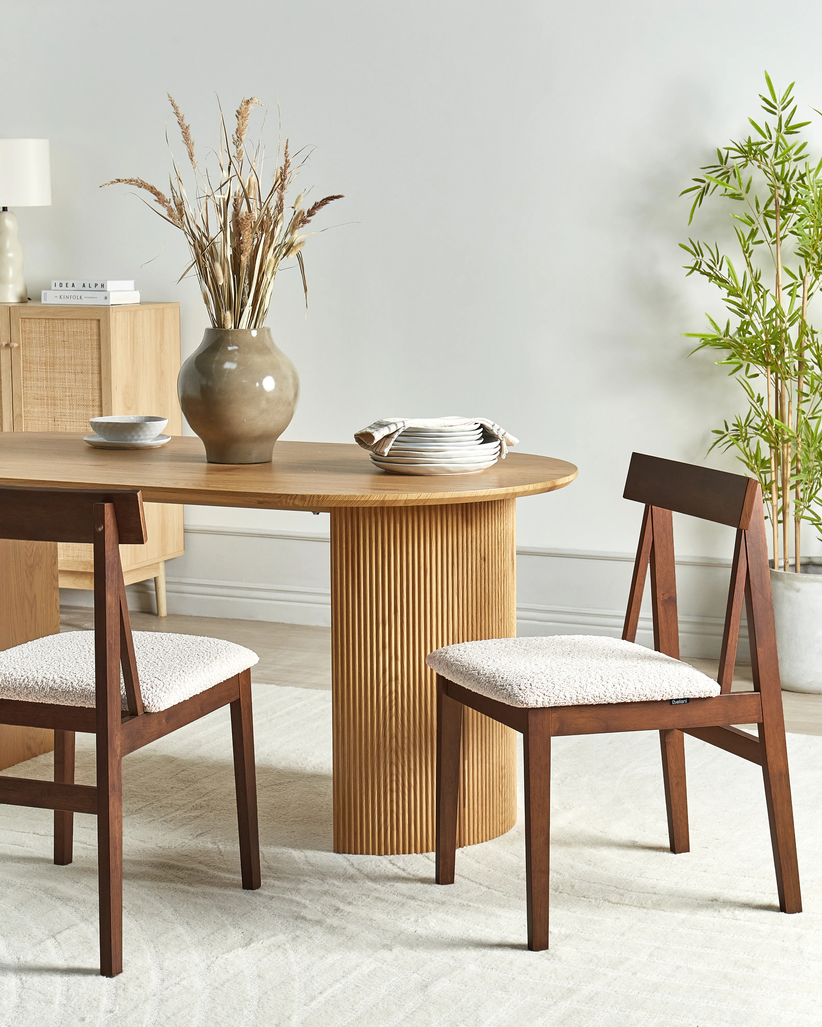 Set van 2 eetkamerstoelen ISLE Hout Bruin/beige