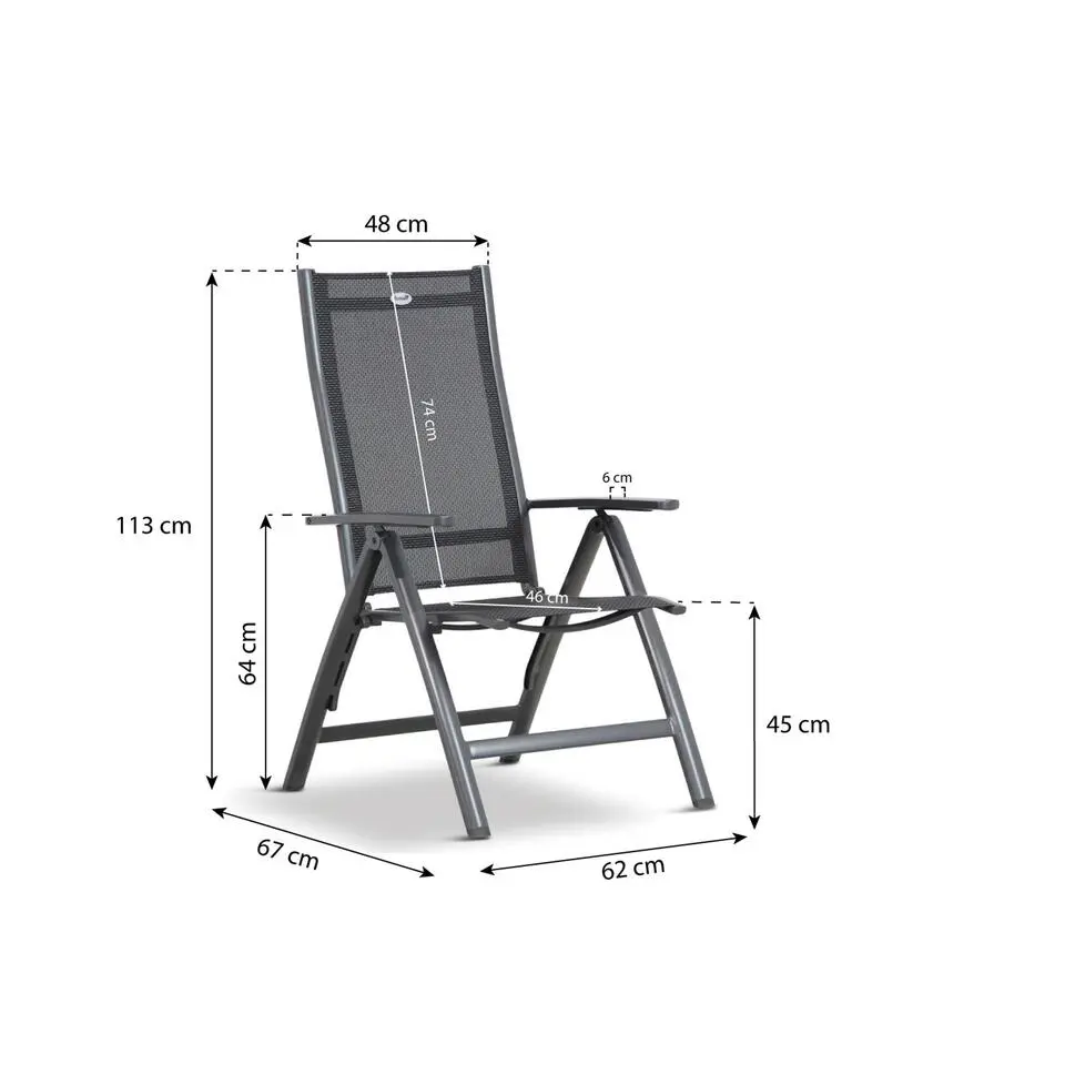 Tuinset 4 personen 90 cm Aluminium/textileen Grijs Hartman Royal