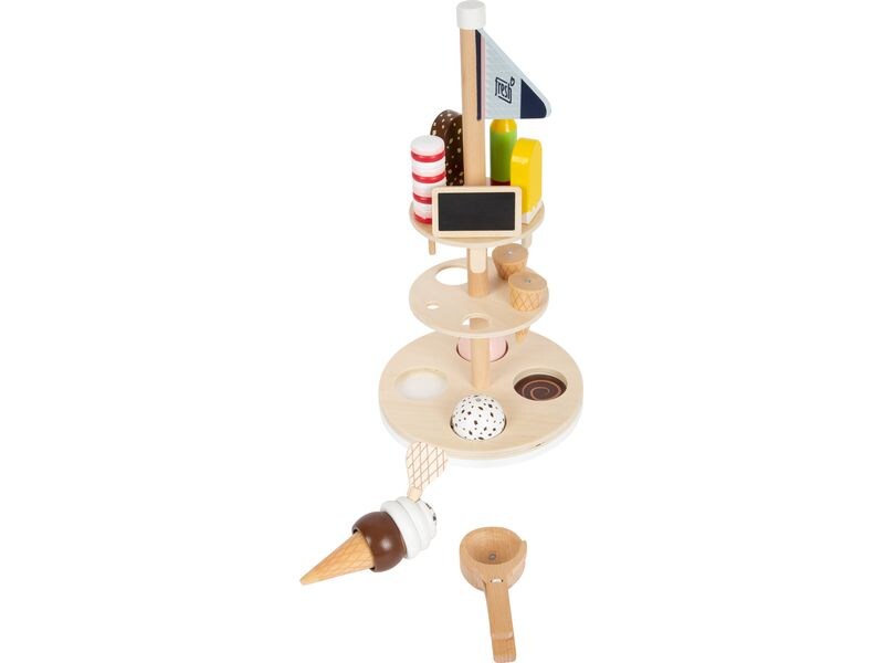 small foot Eisständer fresh Holz-Eisstand mit Eiswaffeln, Kugeln und Stieleis für Rollenspiele
