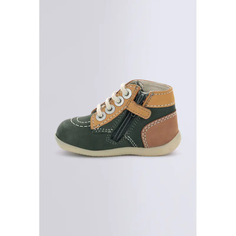 BONZIP KAKI JAUNE CAMEL BOTTILLONS Cuir Garçon