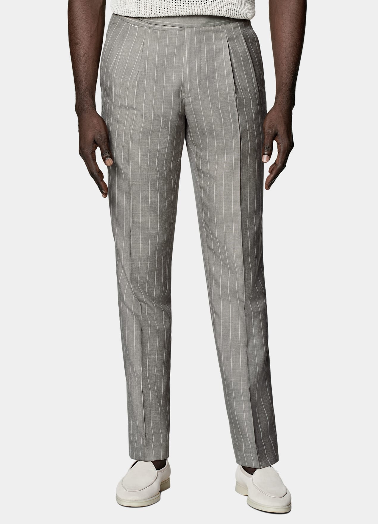 Costume Havana coupe Tailored taupe à rayures