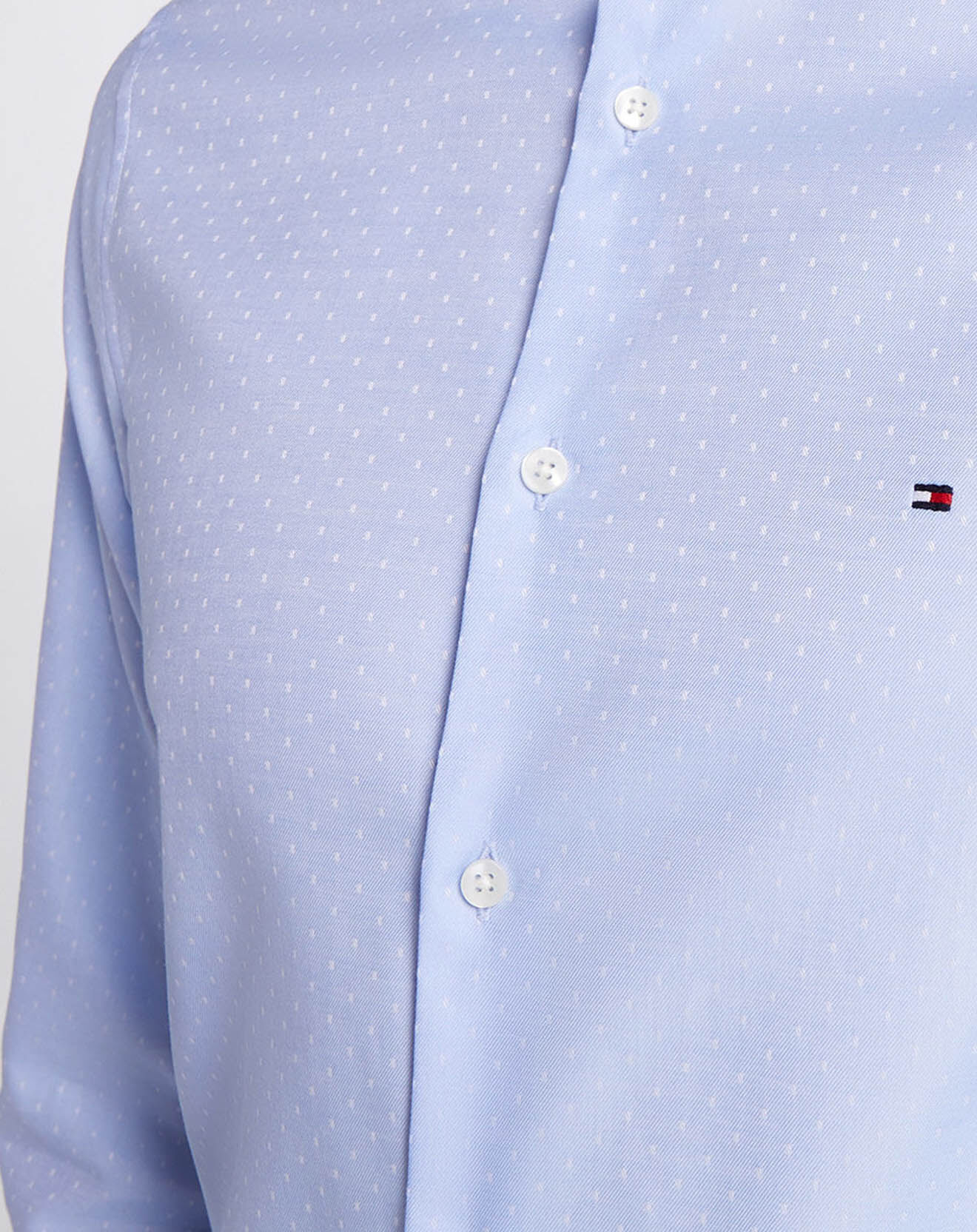 Tommy Hilfiger Chemise slim fit Dobby à pois bleue