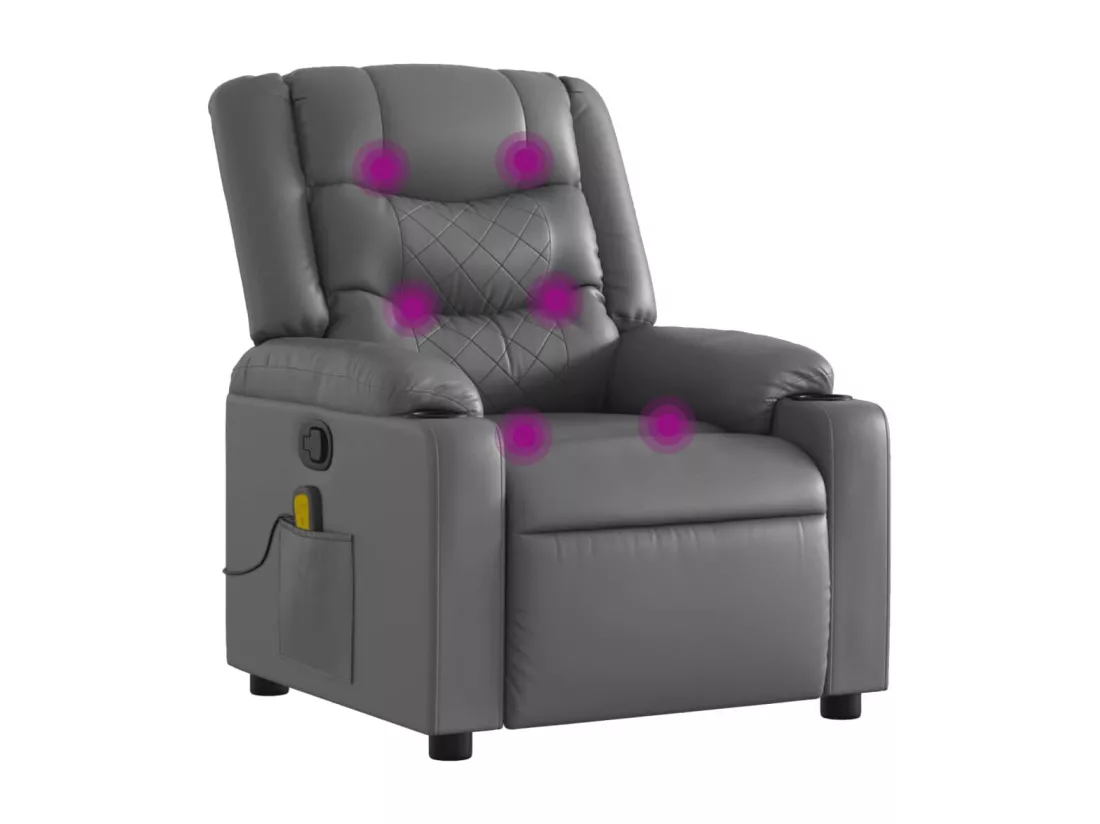 Fauteuil massant inclinable Gris Similicuir