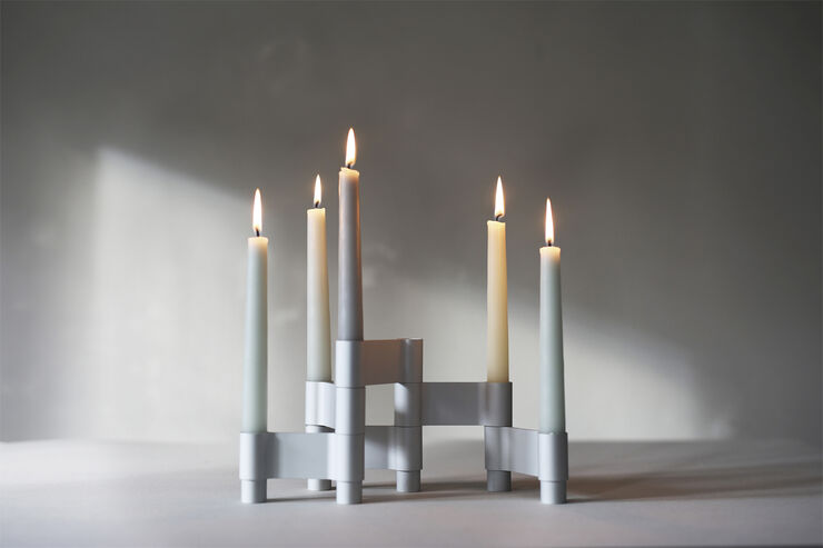 Studio About LINK, CANDLE HOLDER, MATT ALUMINIUM, 11060M 223