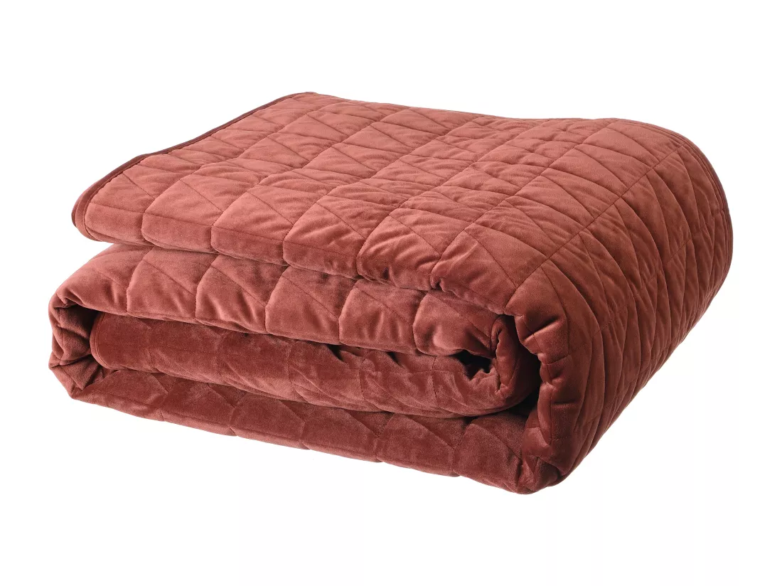 Couvre lit en velours matelassé - 225 x 220 cm - Terracotta - IDELLA