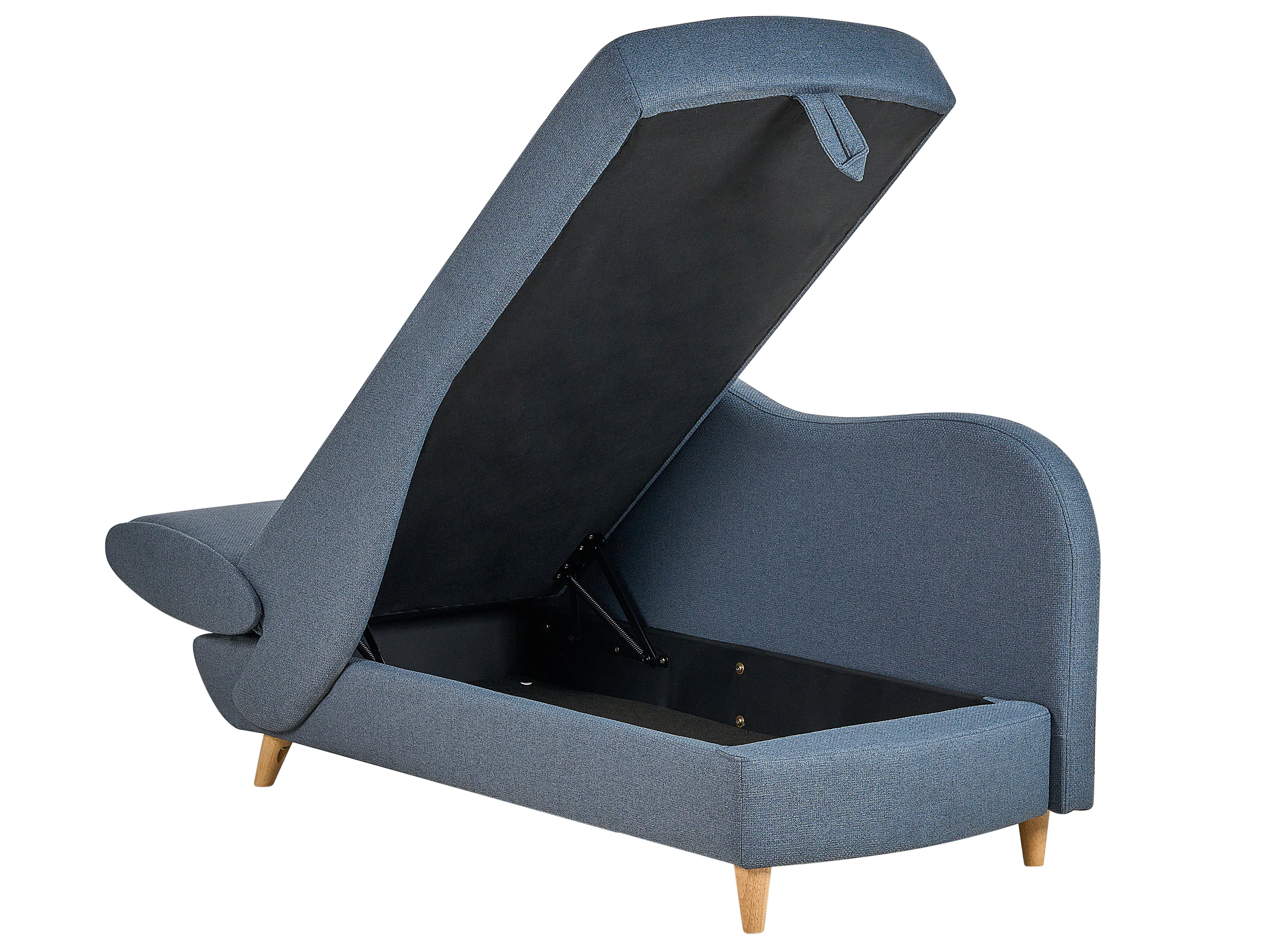 Linkszijdige chaise longue MERI Kunstlinnen Donkerblauw met opbergruimte