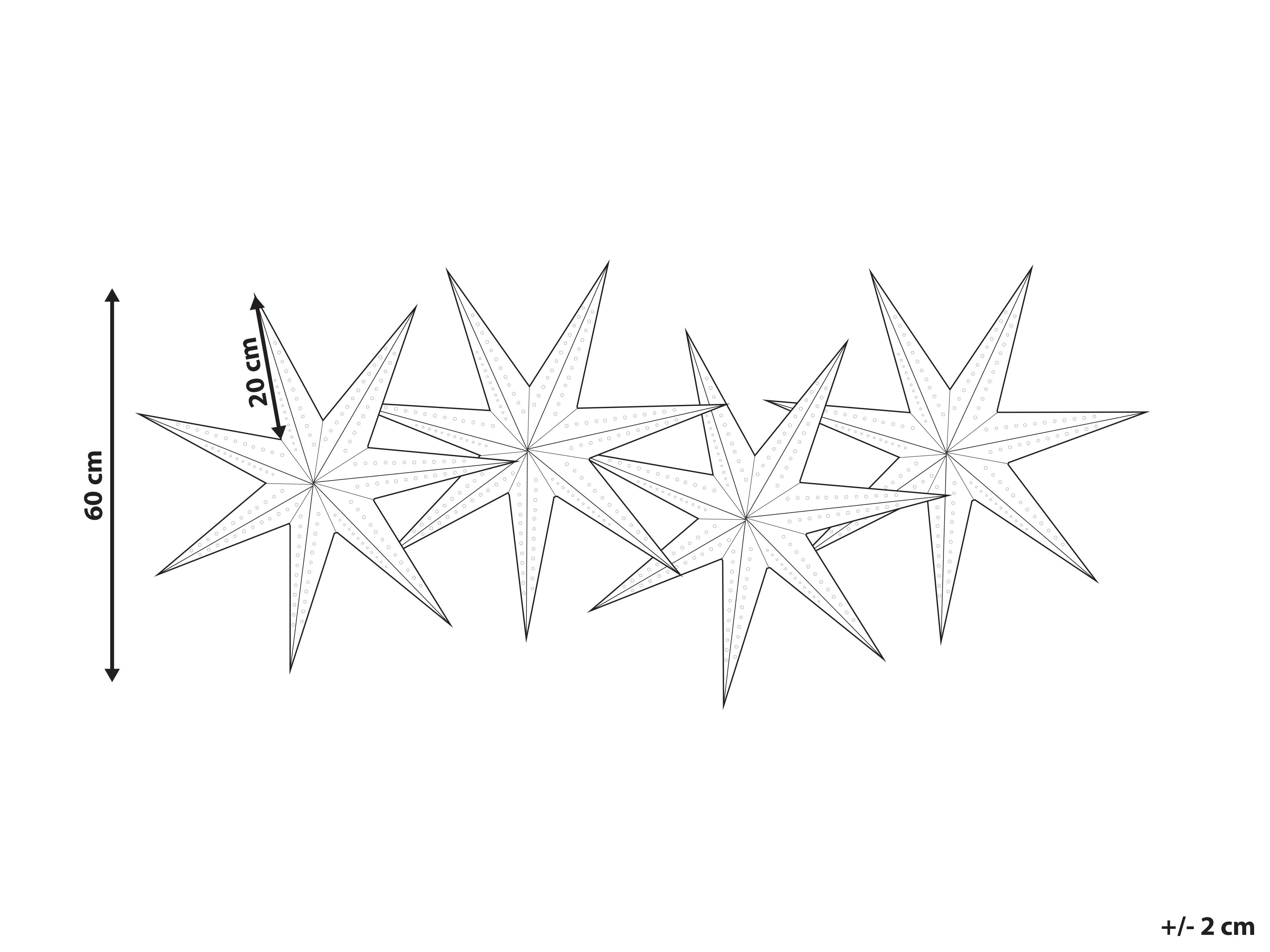Set van 4 hangende decoraties LED KAMET Ster 60 cm Meerkleurig