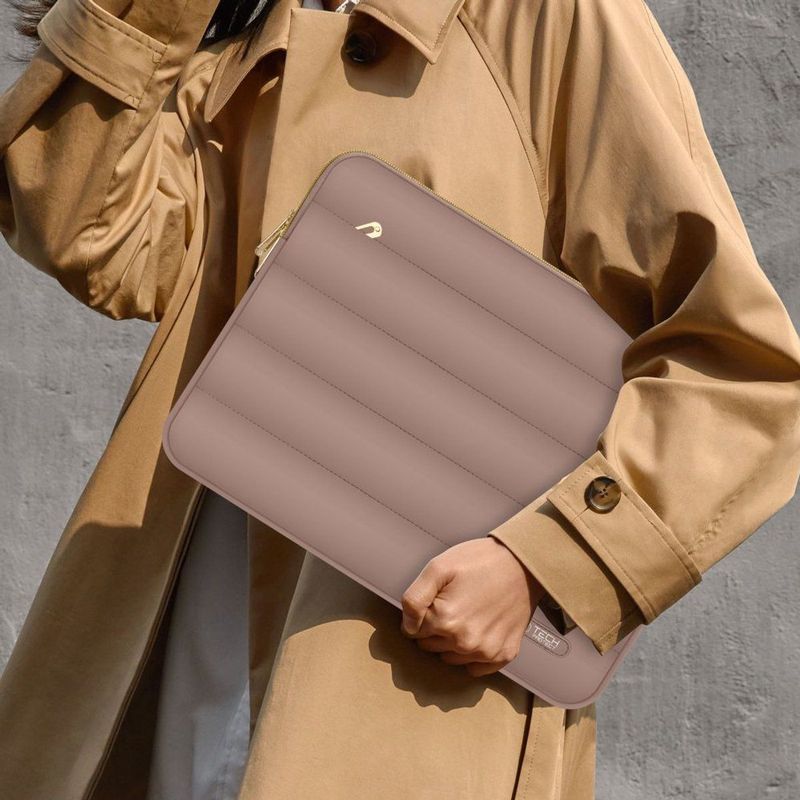 Tech-Protect - Puffy Laptoptas - Bruin - Inclusief Accessoirezakje