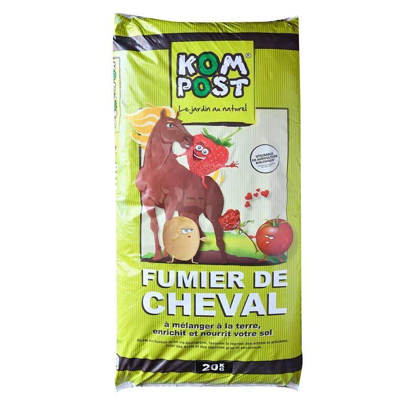 Amendement organique fumier de cheval composté 10 sacs de 20 kg