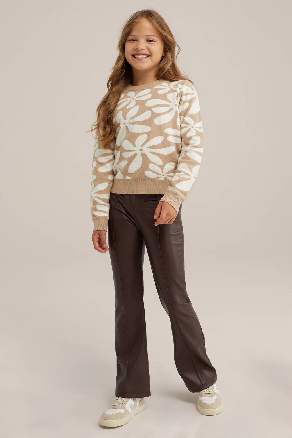 WE Fashion imitatieleren broek bruin