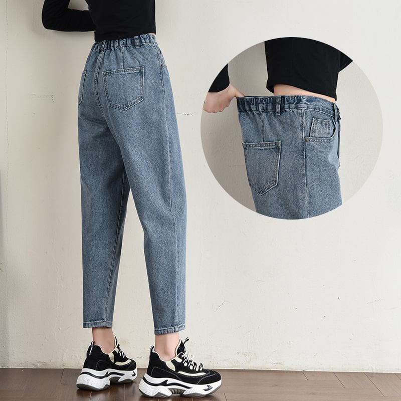 Denimot - Hoge taille gewassen rechte cropped jeans