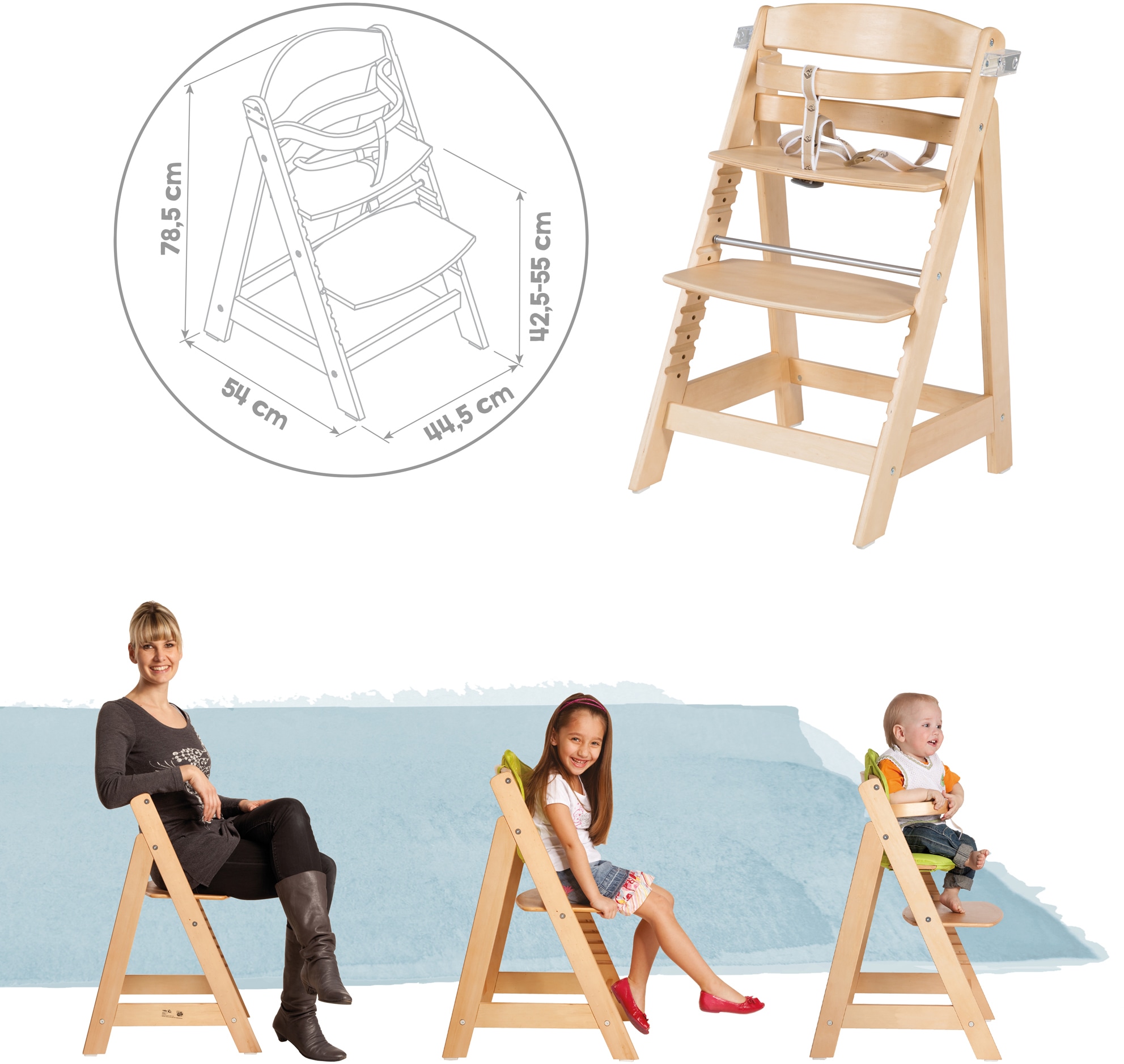 roba® Hochstuhl »Treppenhochstuhl Sit Up Click & Fun, natur« () aus Holz