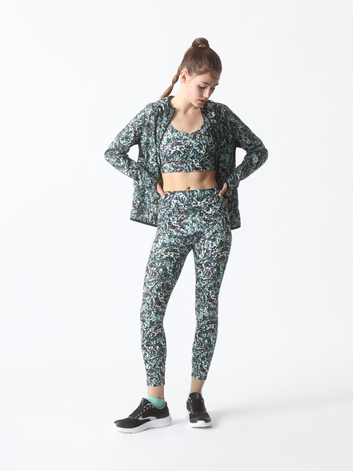 Leggings esportivas estampadas - Branco/verde